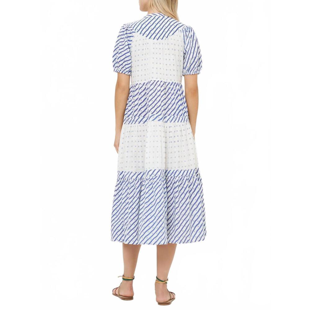 NEW OLIPHANT tiered midi dress in dipsy navy - Picture 3 of 4